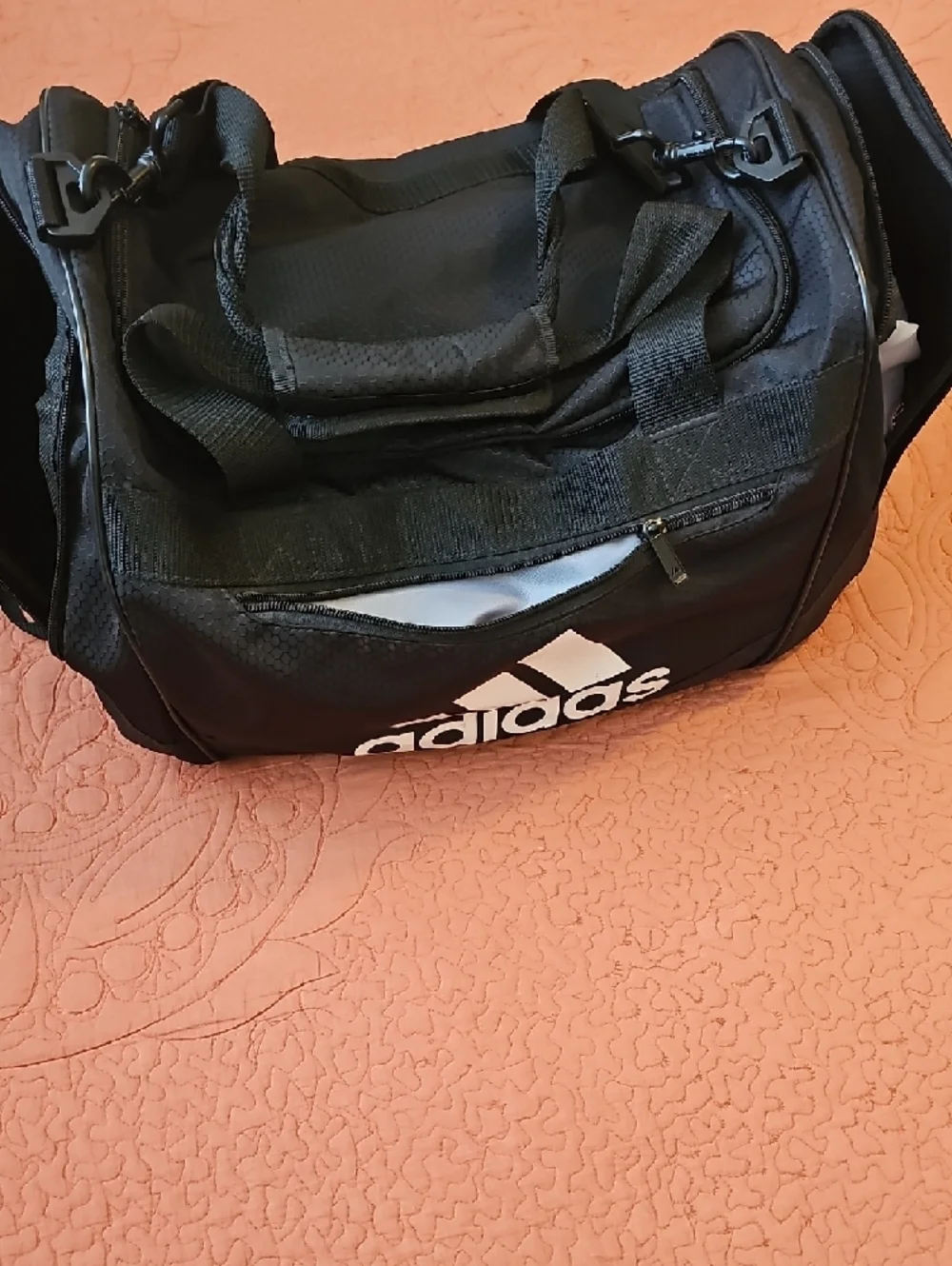 adidas Black Duffel Bag with White Logo